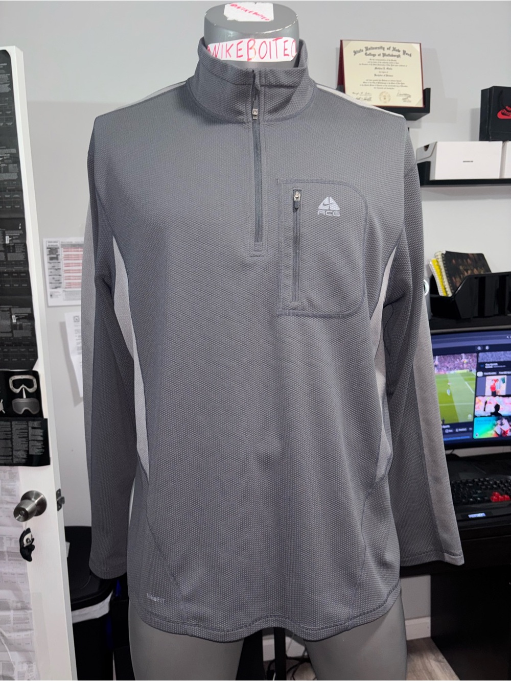 Nike ACG 2 -Tone Gray Pullover 1/4 Jacket Men 2XL Fit Dry Zip Pocket Vintage